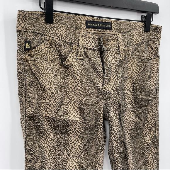 Rock & Republic metallic snake skin jeans s 8 - Picture 2 of 8